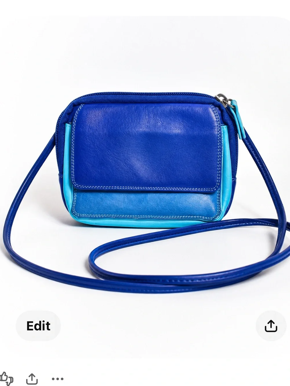Mywalit New w certificate Blue Two-Tone Crossbody Bag - Brand: